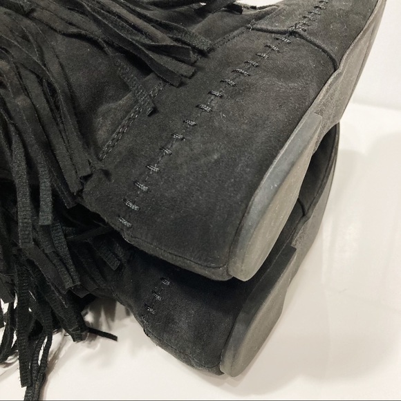Arizona Jeans Black Suede Tiva Fringe Boots Sise 9M - Picture 12 of 14